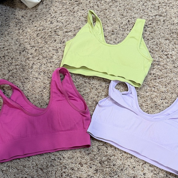 Aerie Sports Bras in Lime Green, Pink, and Lavender - Picture 2 of 8